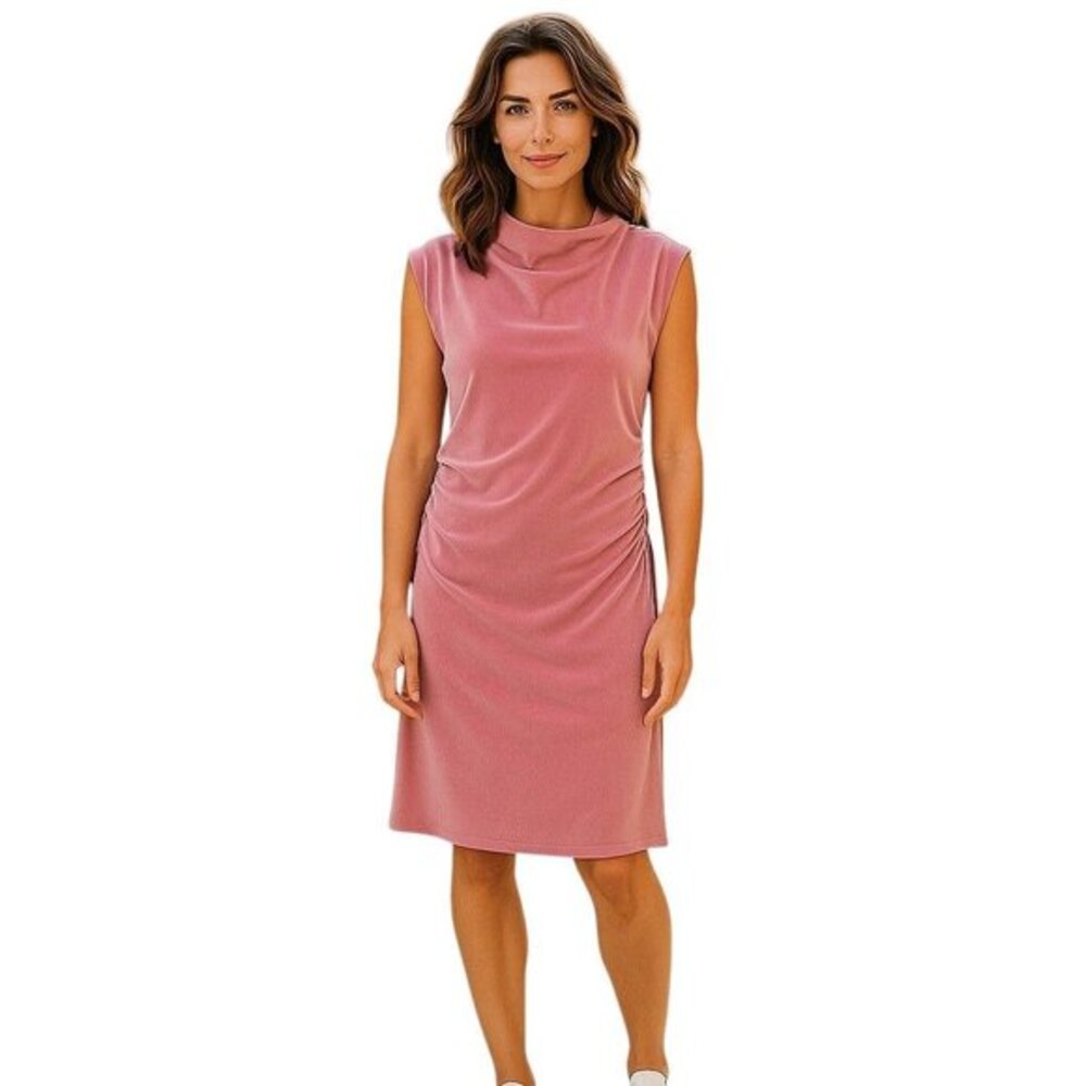 A New Day Pink Velvet Sleeveless Dress Medium NWOT Mock Neck Cocktail Party - Picture 5 of 9